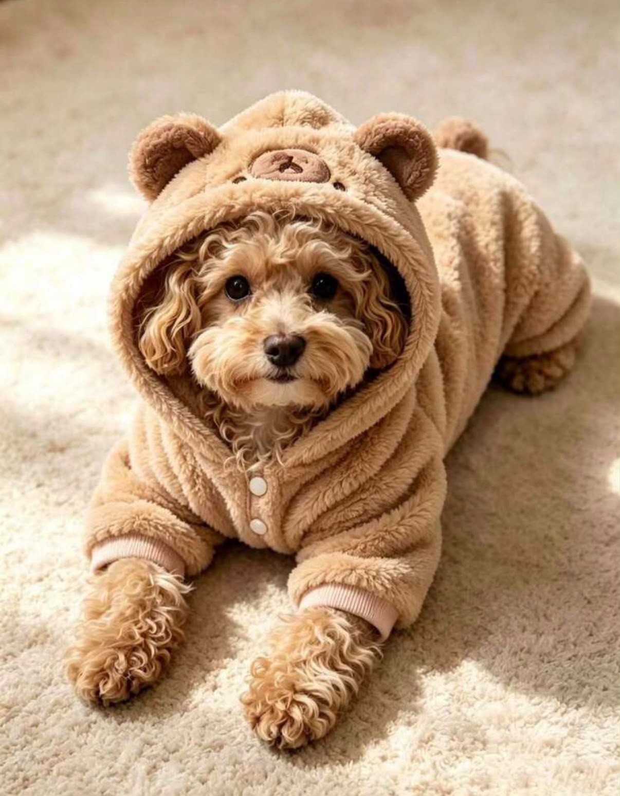 Teddy Bear Snuggle — Kombinezon Boucle z Uszkami